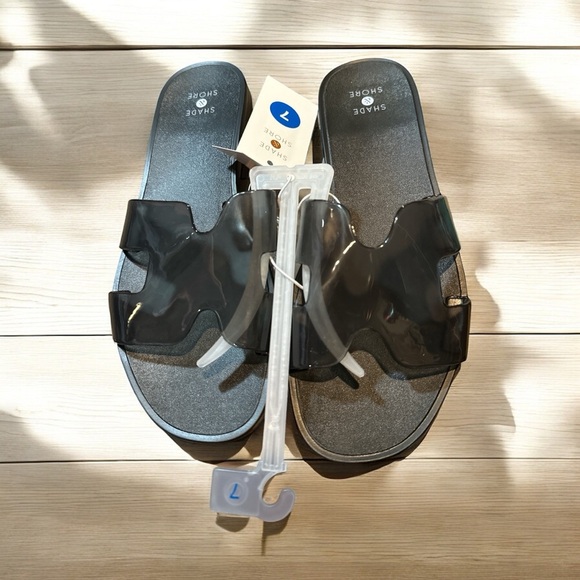 Shade & Shore Women’s Black Slide Sandals – Size 7 – NWT - Picture 2 of 6
